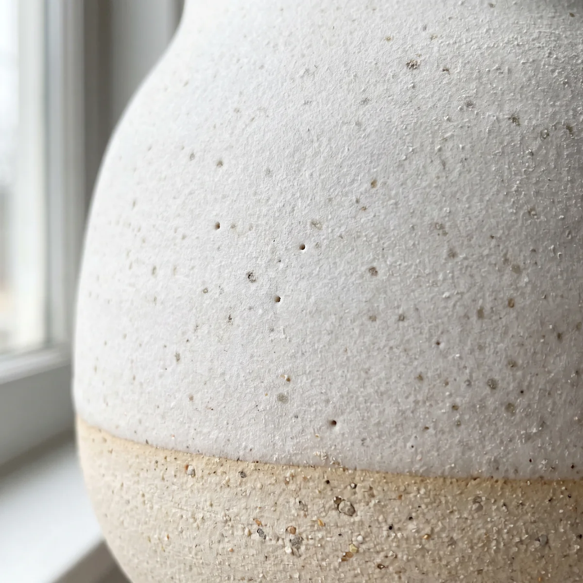 A close photograph of the chalk glaze