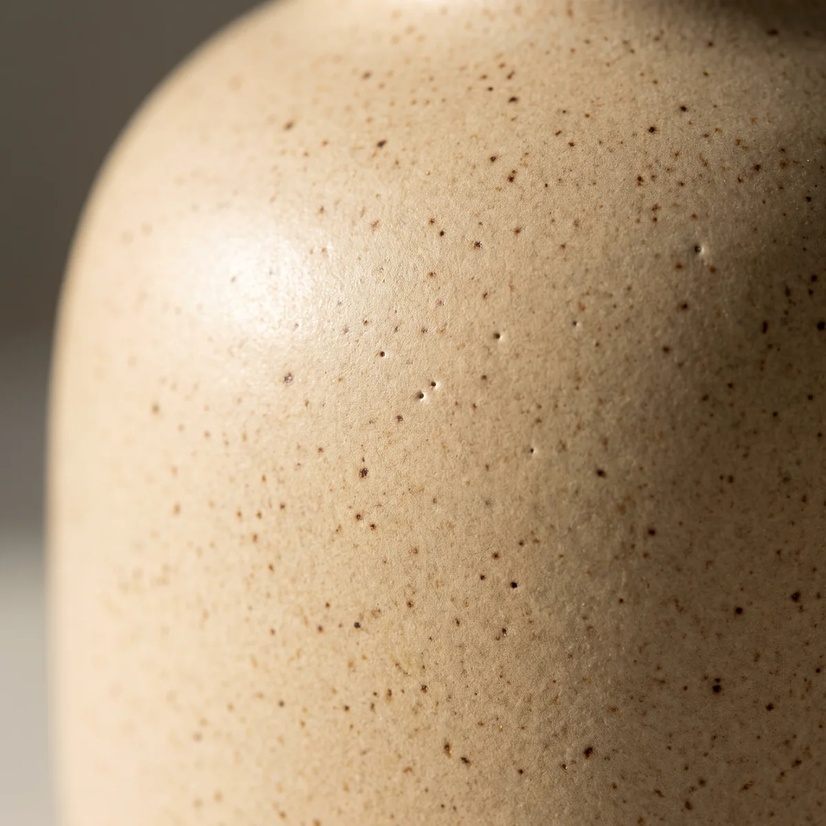 A macro photograph of the speckled oat glaze