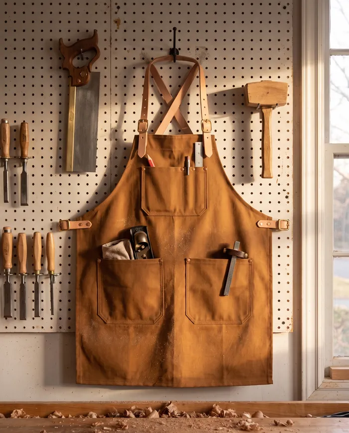 Merewether shop apron: at the end of a day in the shop