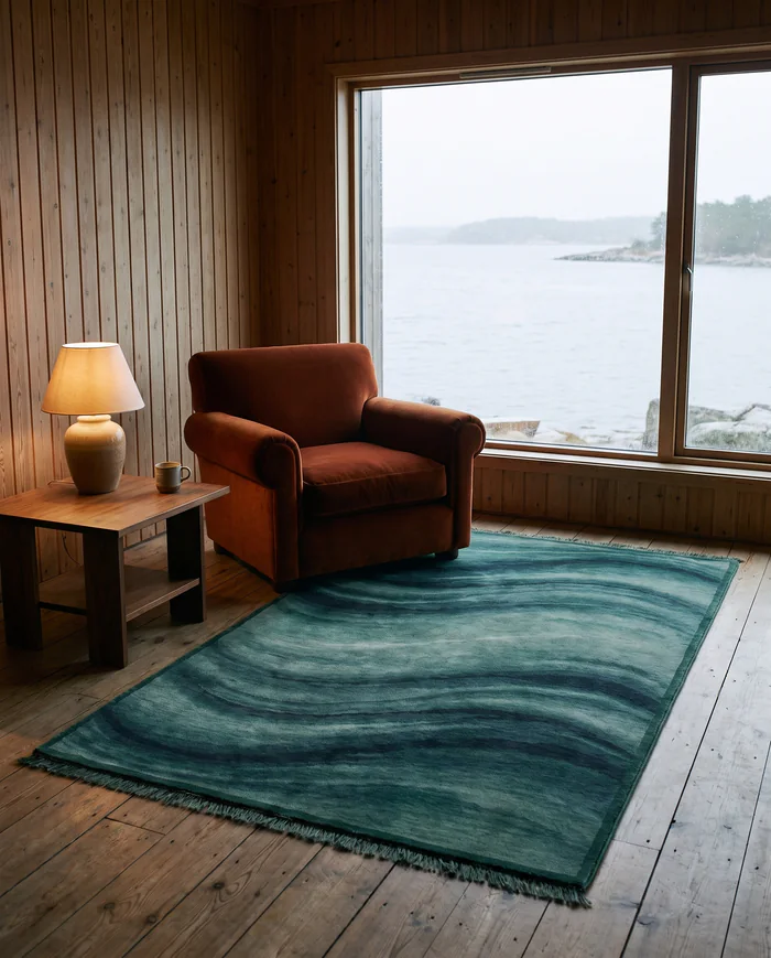 Kelp rug: in a reading room