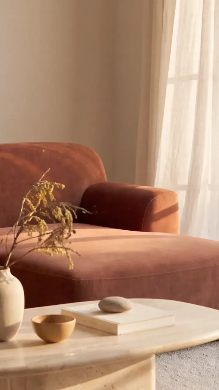 Sofa in motion, slow pan